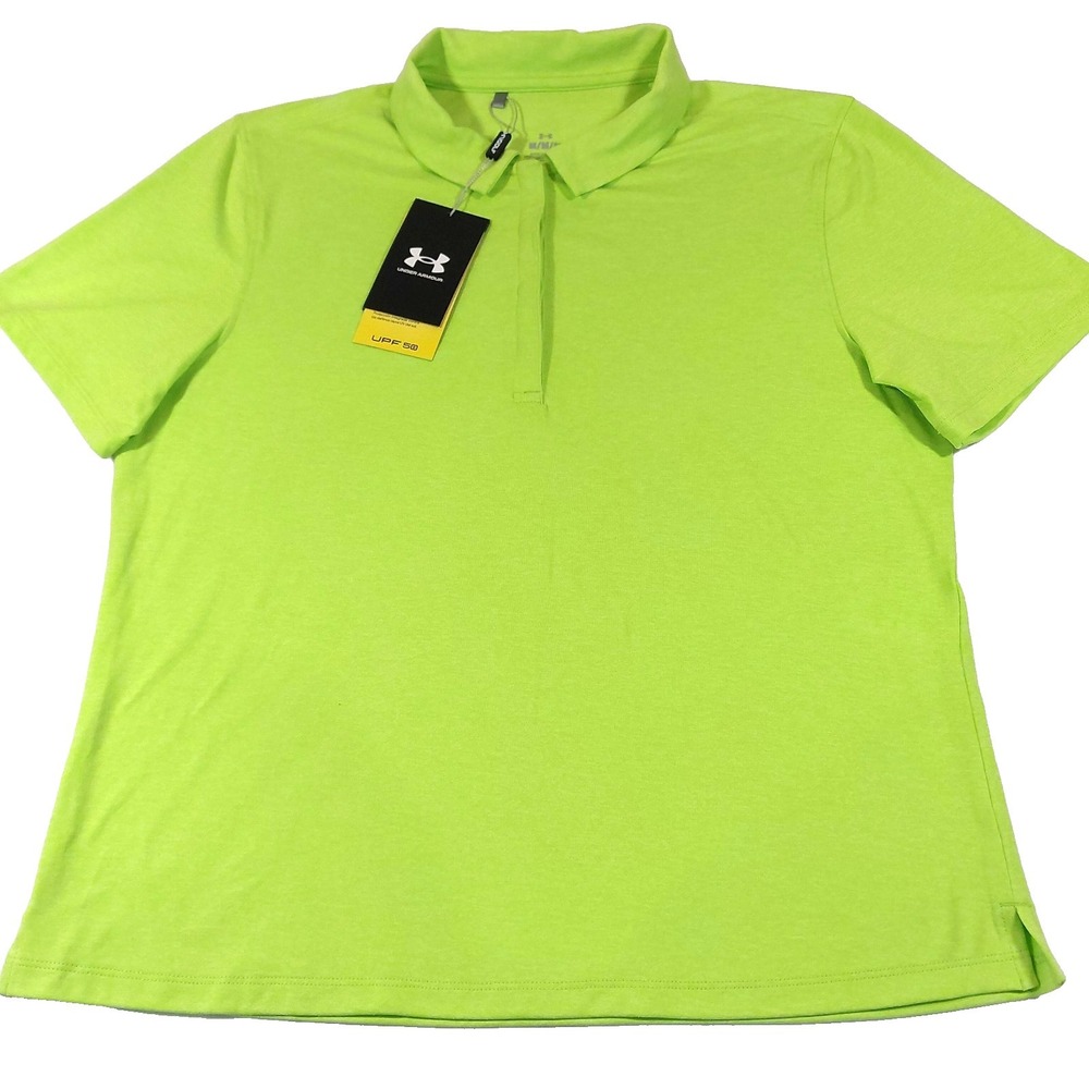 Under Armour Polo‎ Shirt Womens Medium Golf UPF 50+ Anti Odor Performance Green
